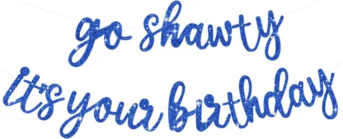 Vista 30 de BEISHIDA Pancarta Black Go Shawty It's Your Birthday de 11.4 pies, SIN BRICOLAJE - Pancarta de Feliz Cumpleaños con Purpurina Tema Hip Hop - Negro