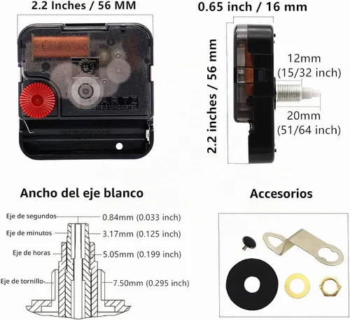 Vista 4 de TIKROUND Youngtown 12888 - Movimiento para reparación de reloj, eje de 19mm (3/4 pulgada) de longitud, rosca de 11mm (7/16 pulgada) de longitud.