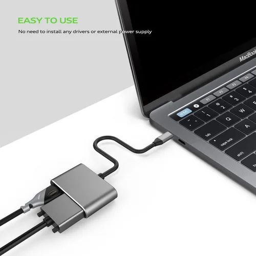 Vista 5 de Generic Adaptador USB C a HDMI VGA, soporta 4K UHD, espejos de teléfono/portátil a TV/proyector