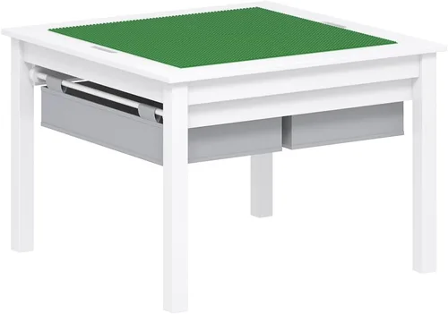 Vista 9 de UTEX Mesa de juego de construcción 2 en 1 para niños con cajones de almacenamiento y plato integrado (Espresso)