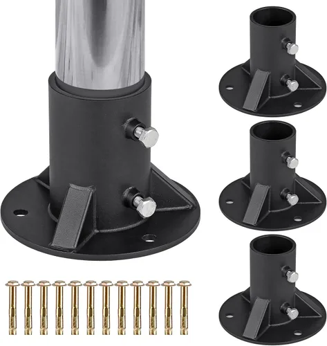 Vista 8 de Insaga Poste de valla de enlace de cadena de 2 pulgadas, brida de piso, piezas de valla de eslabones de cadena resistentes, soportes de poste