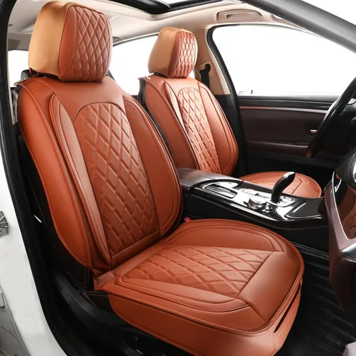 Vista 10 de MIROZO - Fundas de asiento delantero, fundas de cuero para asiento de automóvil, fundas transpirables para asiento de automóvil, protector de Beige