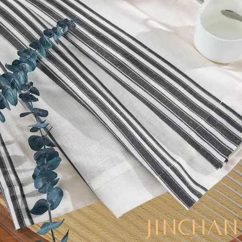 Vista 8 de jinchan - Cenefa de lino a rayas, cenefa de cortina de 16 pulgadas con rayas verticales para cocina, baño, tratamiento de ventana con filtro de luz