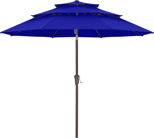 Vista 11 de ABCCANOPY Sombrilla solar de patio de 3 niveles de 11 pies, 32 luces LED Beige