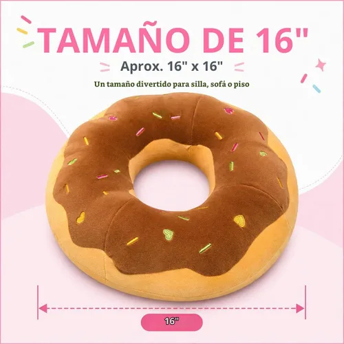 Vista 2 de ChezMax Almohada redonda de 16 pulgadas, suave cojín decorativo con forma de rosquilla de chocolate, cómodo cojín de felpa divertido y lindo relleno