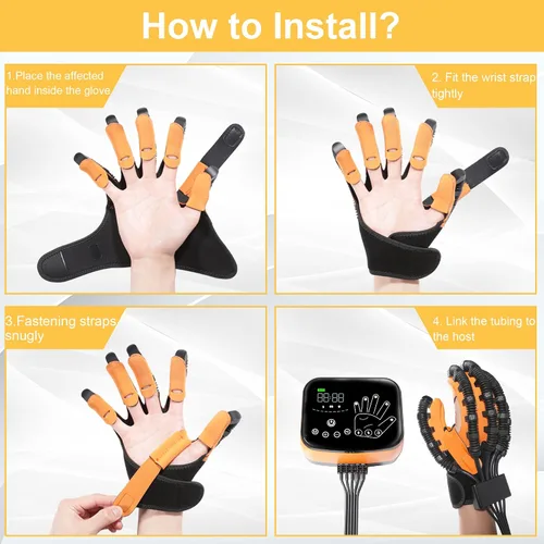 Vista 4 de Guantes de robot de rehabilitación para recuperación de hemiplejía de mano, equipo de terapia de trazos de guante robótico de rehabilitación