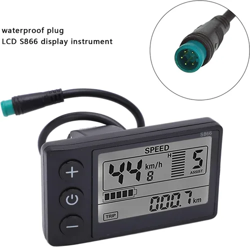 Vista 4 de Computadora de bicicleta, velocímetro de bicicleta S866, medidor de pantalla LCD, IP65, impermeable, odómetro de ciclismo, 24 V, 36 V, 48 V, panel