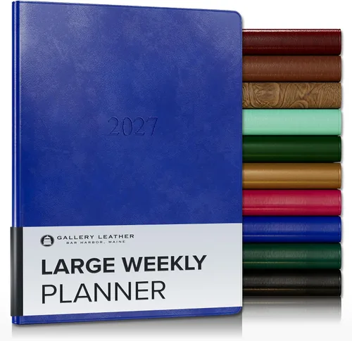 Vista 90 de Gallery Leather Planificador Semanal y Mensual Grande 2025-2026, Calendario Planificador y Cuaderno Elegantemente Encuadernado con Elegantes Bordes