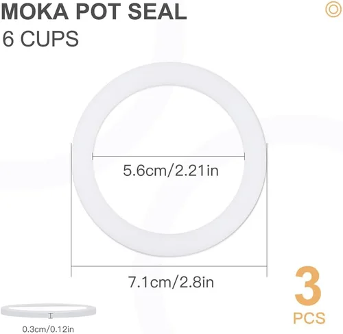 Vista 2 de wedrink 1 filtro y 3 sellos de silicona de repuesto para cafetera de aluminio Moka Pot y estufa Espresso (6 tazas)