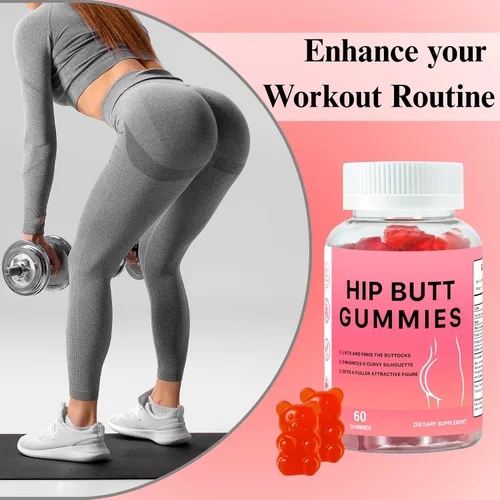 Vista 5 de Hip BBL - Gomitas para el cuerpo de las mujeres, mezcla de 60 gomitas de botín con vitamina C y zinc
