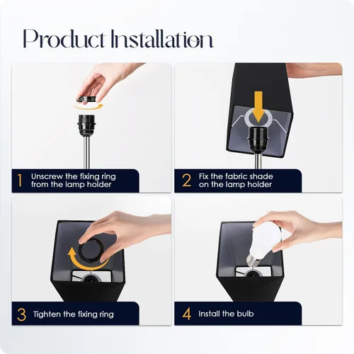 Vista 7 de Lámpara de noche con puertos USB - Lámpara de mesa de control táctil para dormitorio con puertos de carga USB C + A y salidas de AC, lámpara