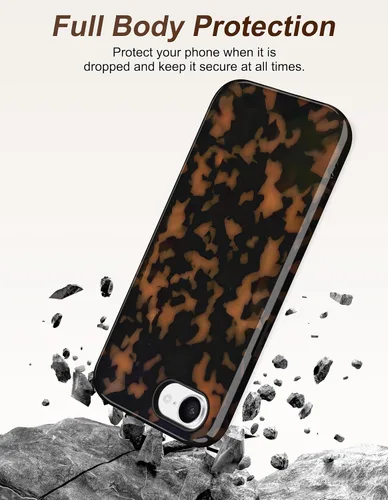 Vista 373 de Jusy Funda compatible con MagSafe con estampado de caparazón de tortuga marrón para iPhone 7/8/SE, cubierta protectora de TPU suave magnética