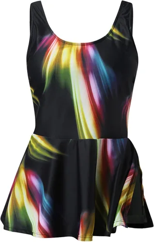 Vista 5 de Vestido de natación para mujer, talla grande, traje de baño de dos piezas, parte superior tankini con pantalones cortos de natación, traje de baño
