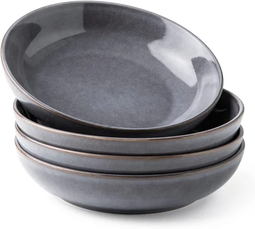 Vista 12 de AmorArc Juego de 4 cuencos grandes de cerámica para pasta de 8.5 pulgadas, cuencos de cerámica de 36 onzas para cocina, cuencos anchos para pasta