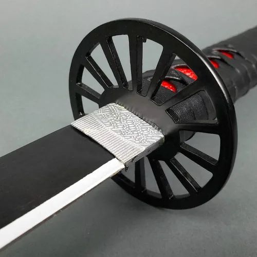 Vista 4 de Fantasy Slayer - Espada samurái de metal, hoja de borde opaco. para colecciones, regalos, cosplay (negro-85)