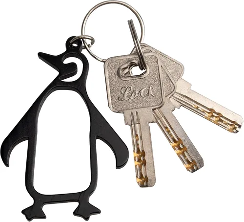 Vista 4 de SWATOM Llavero de abrebotellas de pingüino, herramienta para abrebotellas de cerveza, accesorios para llavero