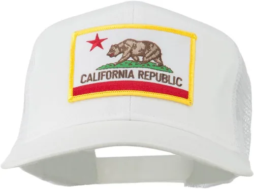 Vista 26 de e4Hats.com Gorra de malla de sarga parcheada con bandera del estado de California
