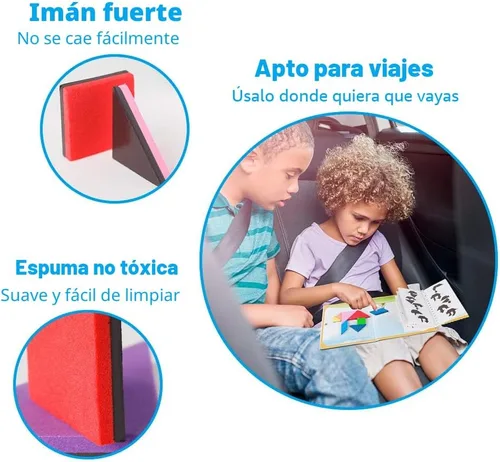 Vista 3 de Rompecabezas Tangram Coogam para Viaje - Libro de Bloques de Patrón Magnético Juego de Viaje en Carretera Formas de Rompecabezas de Descomposición