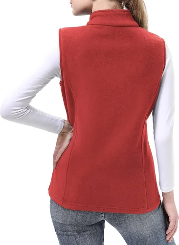 Vista 7 de BenBoy Chaleco de forro polar para mujer, chaleco suave, sin mangas, con bolsillos con cremallera, ropa cálida para otoño e invierno