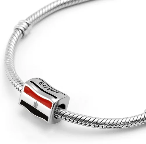 Vista 2 de Bolenvi Dije de cuentas de banderas de país compatible con Pandora y pulseras similares, collares y joyas de bricolaje - Abalorios de plata de ley