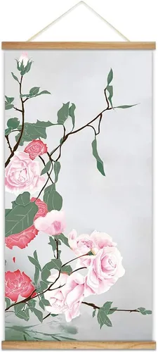 Vista 45 de wall26 Póster colgante de madera enmarcado con hermosas flores de invierno, impresión para el hogar, listo para colgar, 18 x 36 pulgadas