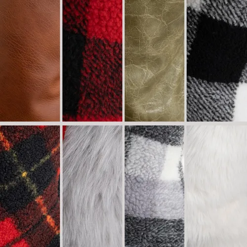 Vista 2 de GEX Nuevo Juego de 4 Botas de Navidad de 20.5 Pulgadas, Piel Sintética, Rojo, Negro, Escoceses de Búfalo, Estilo Falso, Decoración Rústica