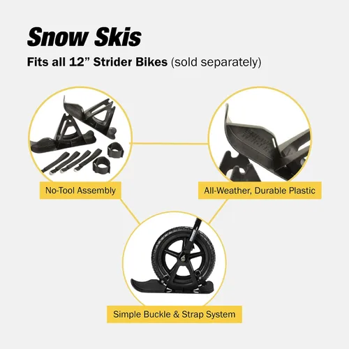 Vista 3 de Strider Juego de esquís de nieve de 12 pulgadas, convierte la bicicleta
