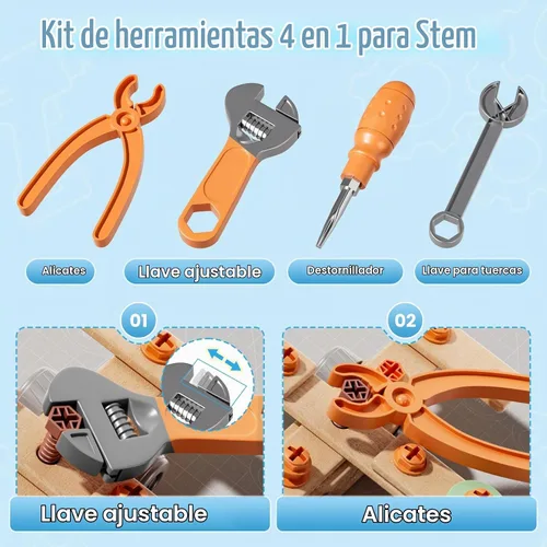 Vista 4 de CUTE STONE Juego de herramientas para niños de 168 piezas con taladro