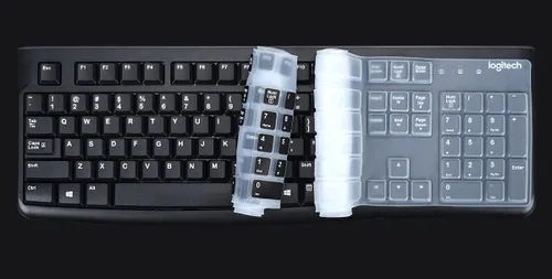 Vista 6 de Cubierta de teclado para Logitech K120 y MK120 Teclado con cable, ultra delgado Logitech MK120 y K120 Protector de piel de teclado - Negro