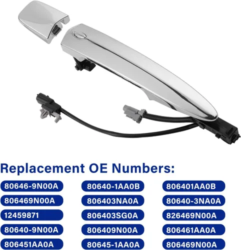 Vista 5 de Manijas de puerta exteriores cromadas (2 unidades, izquierda y derecha) con sensor de entrada de llave inteligente, compatible con Nissan