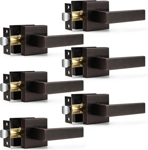 Vista 28 de Probrico Palanca de Paso Interior Negro Mate, Manija de Puerta de Pasillo y Armario sin Llave de Servicio Pesado, Herrajes de Interior Resistentes