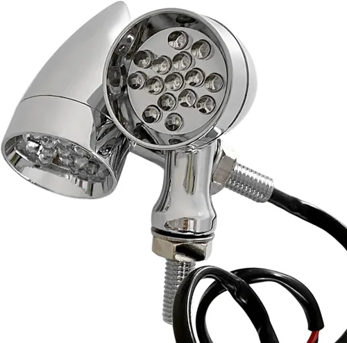 Vista 8 de FATECIM 2 unids motocicleta LED intermitente indicador ámbar luz mini bala aluminio moto indicadores intermitentes 12V universal (negro)