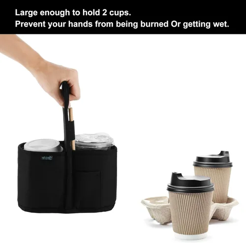 Vista 6 de Beautyflier Portabebidas con Asa para Entrega Portavasos de Café Aislado Reutilizable Portabebidas Portátil Soporte para 2 Tazas con Asa Organizador
