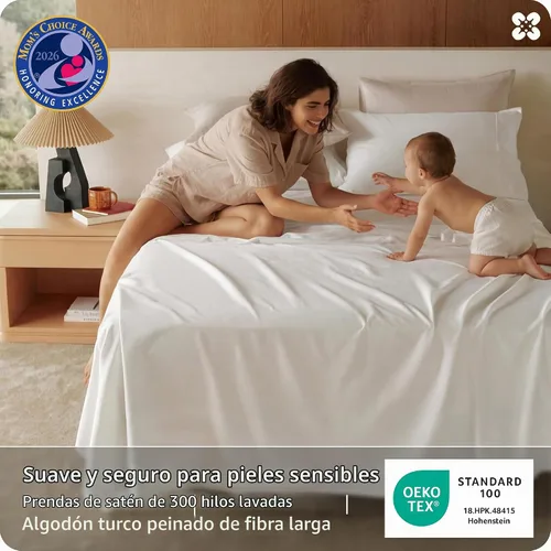 Vista 3 de Bedsure PureWoven - Sábanas de algodón orgánico 100% certificado GOTS, sábanas de tamaño matrimonial, sábanas de bolsillo profundo de 16 pulgadas