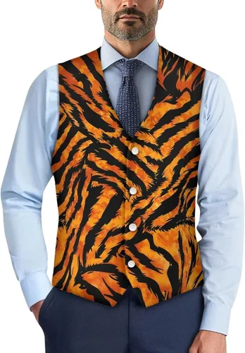 Vista 22 de TODIYADDU Chaleco de cuello en V para hombre, chaquetas de traje sin mangas Maple Leaf