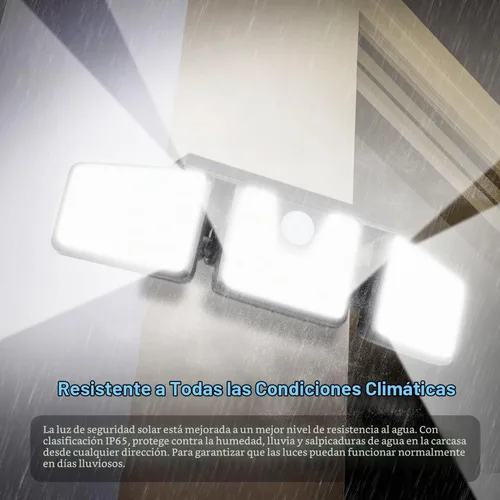 Vista 6 de AmeriTop Luces Solares para Exteriores, Paquete de 2 Luces LED Inalámbricas con Sensor de Movimiento Solar de Alto Brillo; 3 Cabezales Ajustables