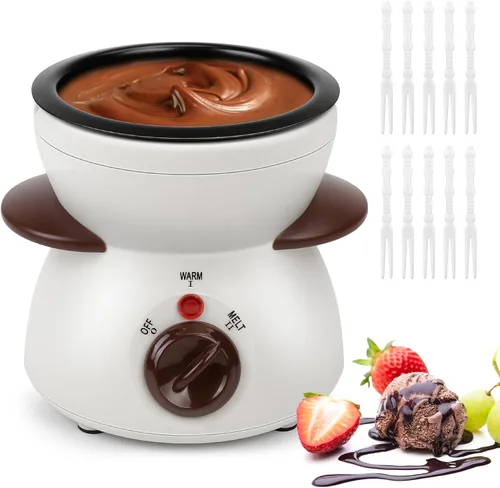 Vista 13 de Mini olla para fundir chocolate, fuente de fondue de chocolate, máquina calentadora de 8.79 onzas para chocolate con leche, queso, mantequilla Rojo