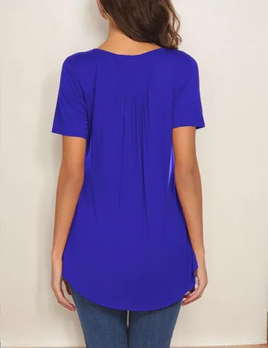 Vista 6 de Halife Blusa casual de manga larga con cuello en V para mujer, ajuste holgado, plisada