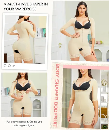 Vista 2 de MERYOSZ Fajas moldeadoras para mujer con control de abdomen, faja de entrenamiento de cintura, fajas colombianas, overol moldeador de cuerpo completo