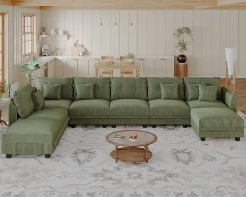Vista 41 de LLappuil Sofá Seccional Modular con Asientos de Almacenamiento, Sofá Modular Convertible de Pana Chaise para Sala de Estar, Sofás de 5 Plazas con 3