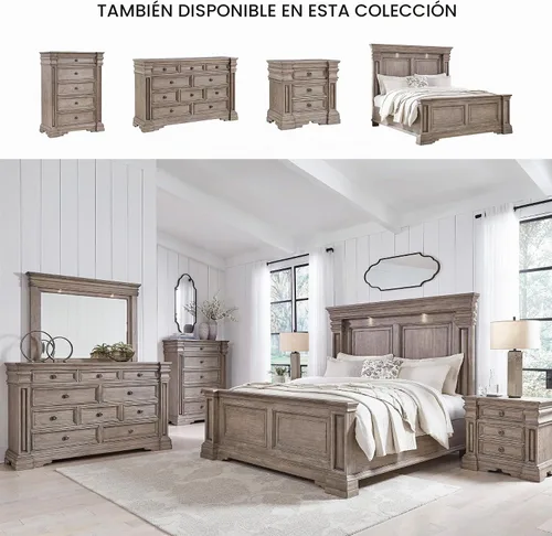 Vista 6 de Signature Design by Ashley - Mesita de noche de 3 cajones con estación de carga, color gris Marrón/Gris