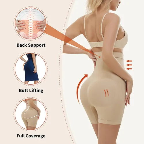 Vista 2 de AMRIY Fajas moldeadoras para mujer, control de abdomen, cintura alta, moldeadoras de cuerpo, pantalones cortos con levantamiento de glúteos, faja