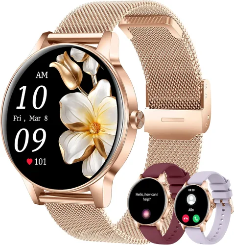 Vista 14 de Relojes inteligentes para hombres y mujeres (respuesta/hacer llamadas), pantalla HD de 1.27 pulgadas con monitor de frecuencia cardíaca/sueño, más