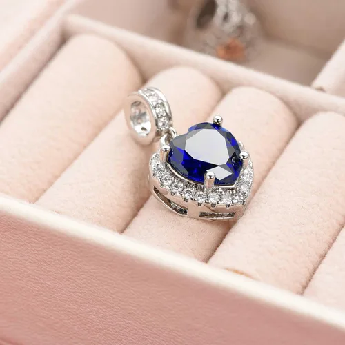 Vista 7 de KunBead Colgantes de enero a diciembre con piedra natal de amor y corazón compatibles con collar de pulsera Pandora