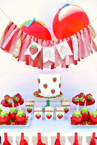 Vista 4 de Cartel para silla alta con temática de bayas y fresas, accesorio de fotos de pastel de aplastamiento, decoración de fondo de fotos de primer