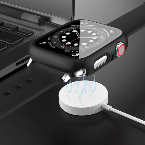 Vista 5 de 14 paquetes de fundas para Apple Watch con protector de pantalla de vidrio templado para Apple Watch Series 9/8/7 de 41 mm, Anotch, cubierta 14
