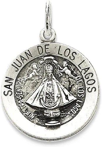 Vista 8 de ICE CARATS Dije de plata de ley 925 con medalla de San Juan Los Lagos, joyería fina religiosa de lo lago, joyería fina para mujer, regalos para ella