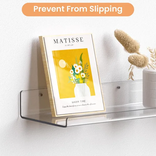 Vista 9 de upsimples Paquete de 2 estantes acrílicos de 23.6 x 5.5 pulgadas para almacenamiento en la pared, estantes flotantes de libros para niños