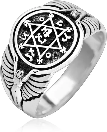Vista 3 de Anillo de plata de ley 925 con sello de Salomón estrella de David Judaica
