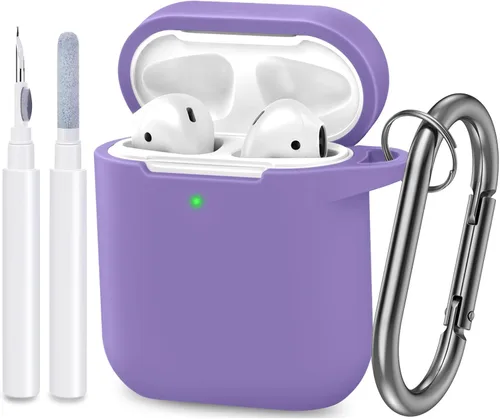 Vista 23 de Funda compatible con AirPods, cubierta protectora de silicona completa a prueba de polvo diseñada para Apple AirPods de 1.ª y 2.ª